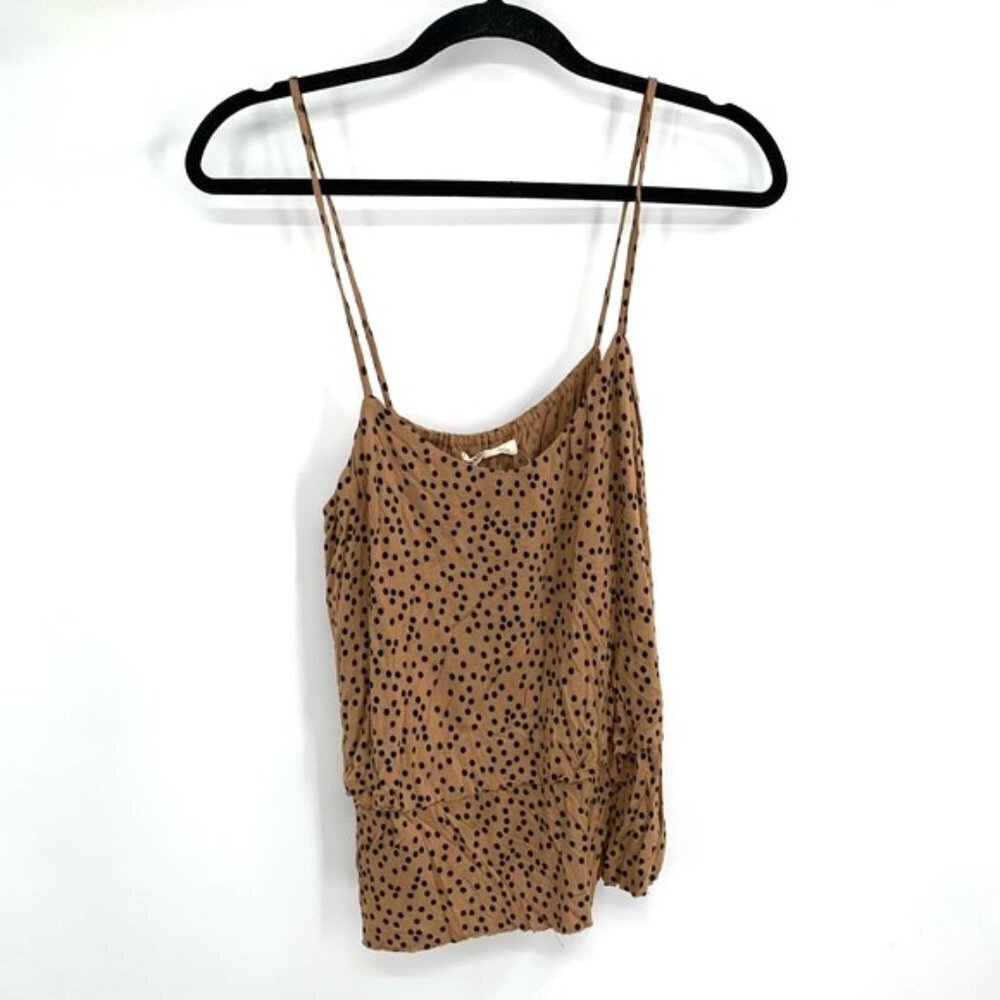 OLD NAVY Tank Layered Polka Dots Tan Black M Knit